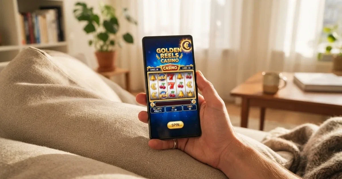 Close-up van handen die op een smartphone tikken terwijl er ontspannen op een bank wordt gezeten.